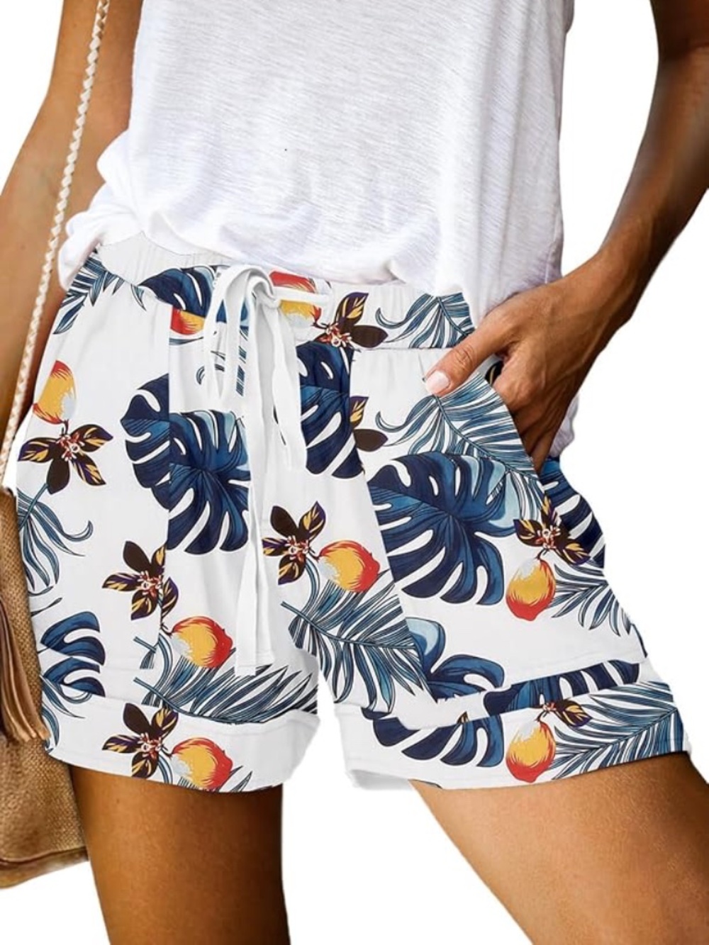 ONLYSHE Womens Casual Drawstring Elastic Waist Shorts with pockets size large